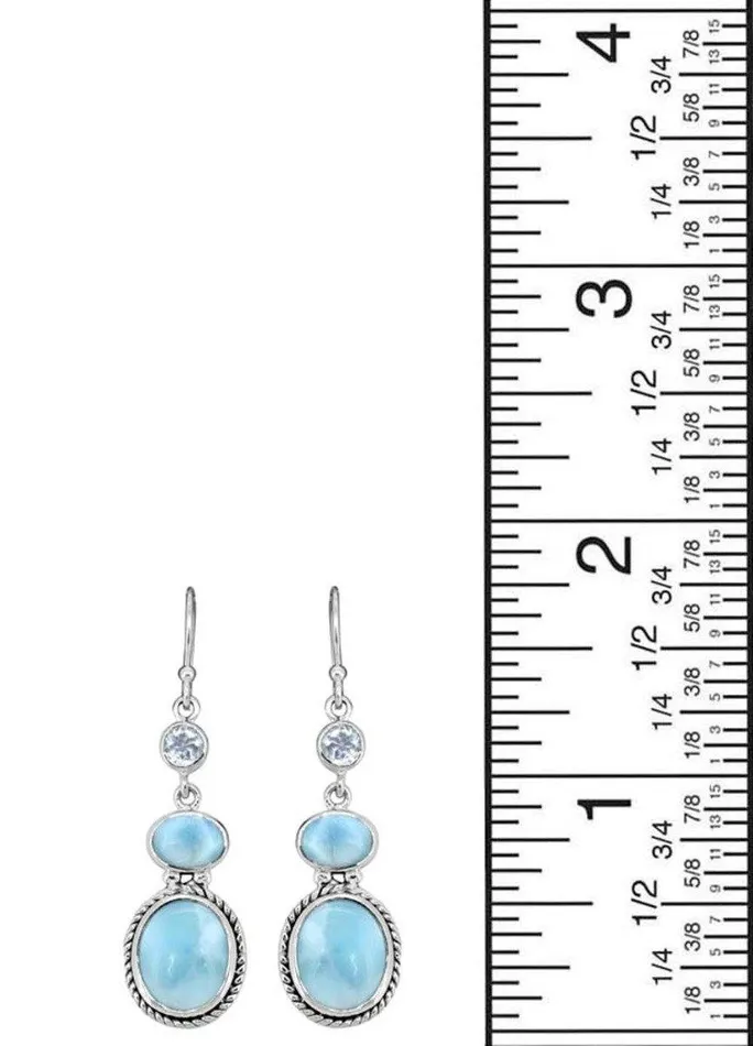 YoTreasure Earrings Larimar Blue Topaz Solid 925 Sterling Silver Dangle Earrings Jewelry