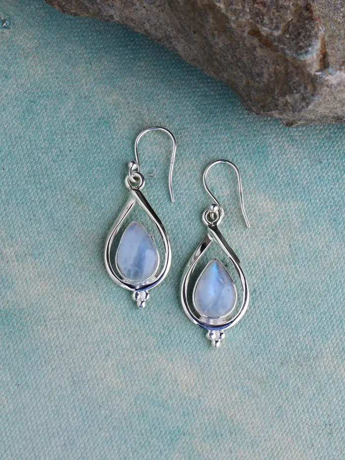 YoTreasure Earrings Moonstone Solid 925 Sterling Silver Dangle Earrings