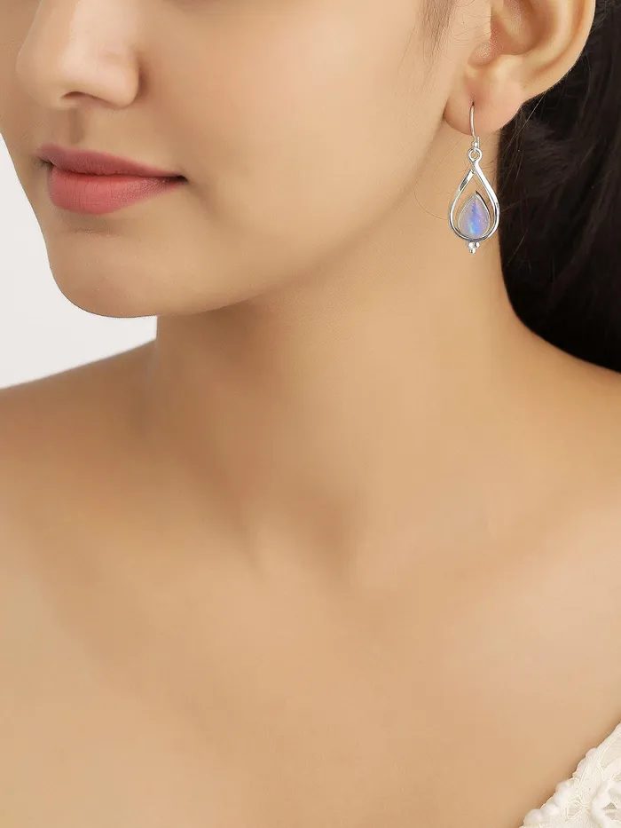 YoTreasure Earrings Moonstone Solid 925 Sterling Silver Dangle Earrings