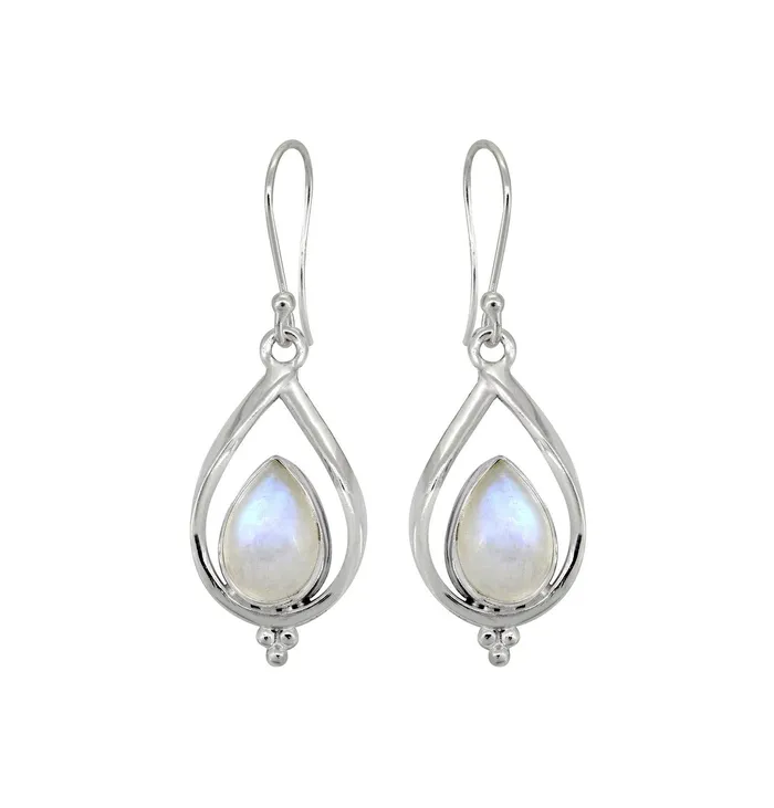 YoTreasure Earrings Moonstone Solid 925 Sterling Silver Dangle Earrings
