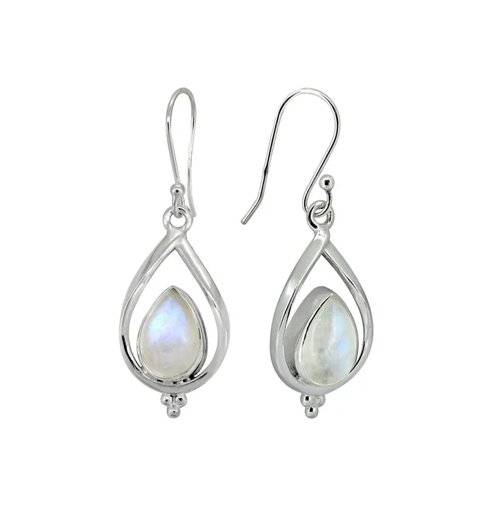YoTreasure Earrings Moonstone Solid 925 Sterling Silver Dangle Earrings