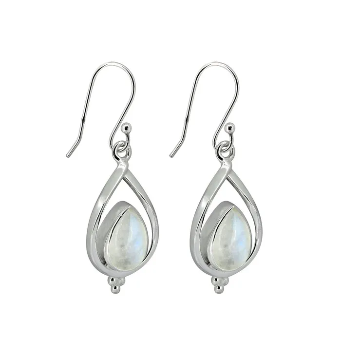 YoTreasure Earrings Moonstone Solid 925 Sterling Silver Dangle Earrings