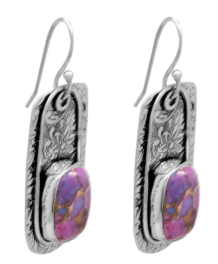 YoTreasure Earrings Purple Copper Turquoise Dangling 925 Solid Sterling Silver Earrings Silver Jewelry YoTreasure Earrings Purple Copper Turquoise Dangling 925 Solid Sterling Silver Earrings Silver Jewelry