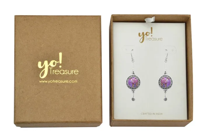 YoTreasure Earrings Purple Copper Turquoise Dangling 925 Solid Sterling Silver Earrings Silver Jewelry YoTreasure Earrings Purple Copper Turquoise Dangling 925 Solid Sterling Silver Earrings Silver Jewelry