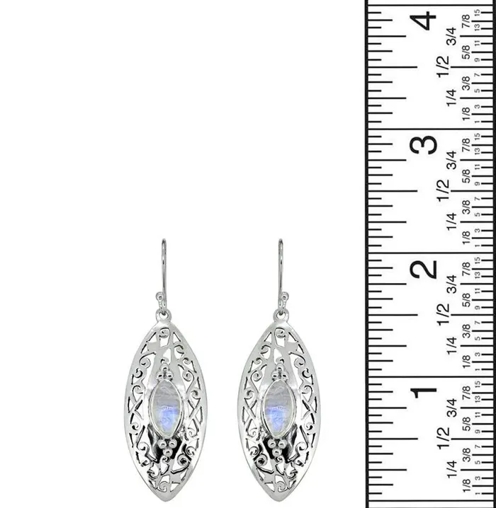 YoTreasure Earrings Rainbow Moonstone Solid 925 Sterling Silver Dangle Earrings