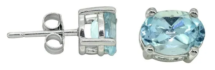 YoTreasure Earrings Swiss Blue Topaz Stud Earrings Solid 925 Sterling Silver Jewelry