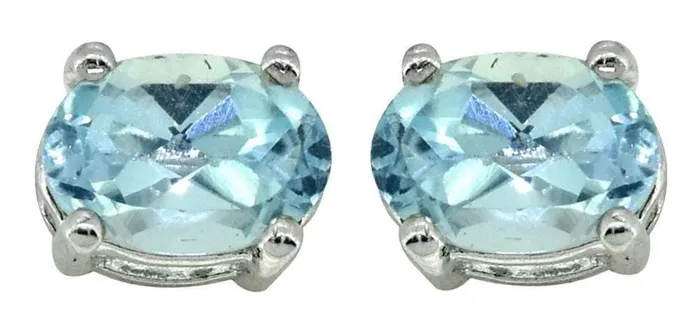 YoTreasure Earrings Swiss Blue Topaz Stud Earrings Solid 925 Sterling Silver Jewelry