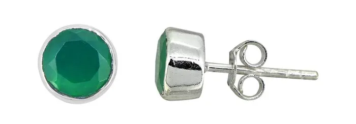 YoTreasure Green Onyx Solid 925 Sterling Silver Stud Earrings Earrings