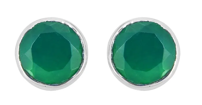 YoTreasure Green Onyx Solid 925 Sterling Silver Stud Earrings Earrings