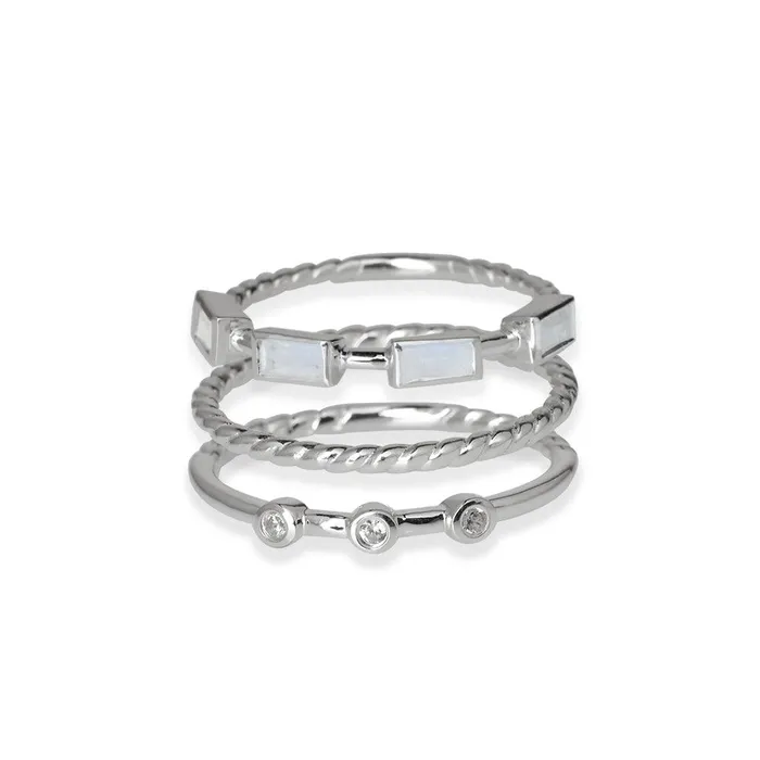 YoTreasure Moonstone Love Ring 925 Sterling Silver Stackable Rings Set Rings YoTreasure Moonstone Love Ring 925 Sterling Silver Stackable Rings Set Rings
