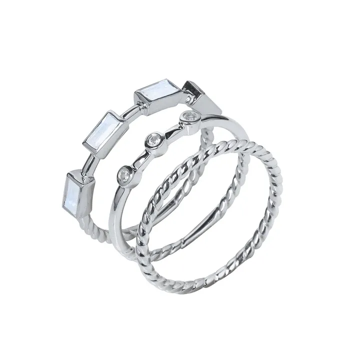 YoTreasure Moonstone Love Ring 925 Sterling Silver Stackable Rings Set Rings YoTreasure Moonstone Love Ring 925 Sterling Silver Stackable Rings Set Rings