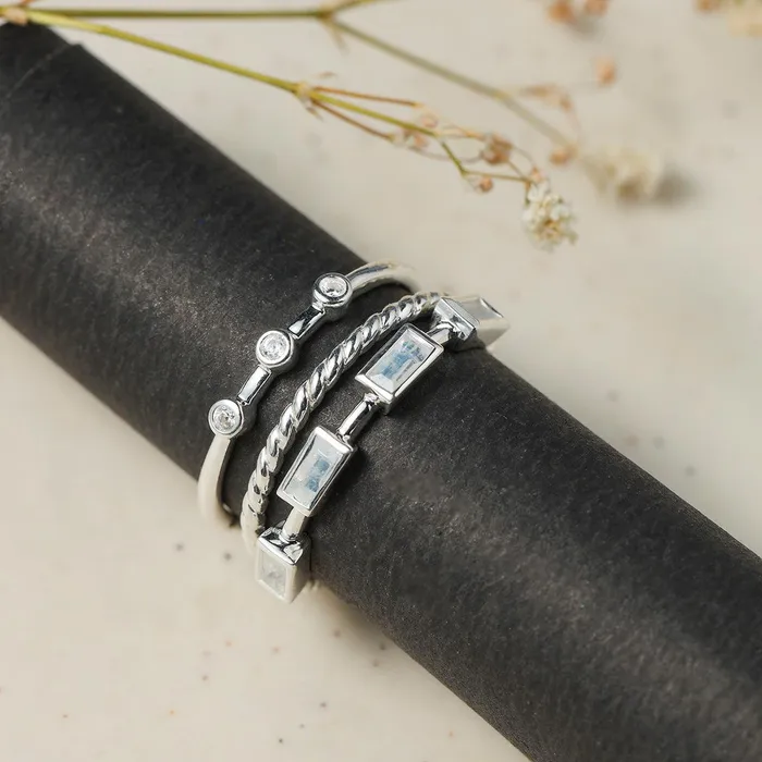 YoTreasure Moonstone Love Ring 925 Sterling Silver Stackable Rings Set Rings YoTreasure Moonstone Love Ring 925 Sterling Silver Stackable Rings Set Rings