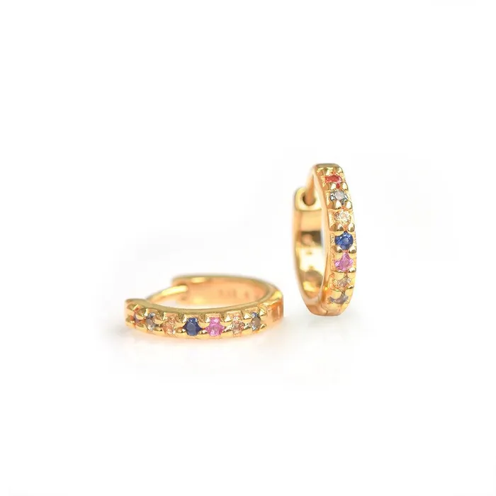 YoTreasure Multi Sapphire Solid 925 Sterling Silver Gold Plated Hoop Earrings Jewelry Earrings YoTreasure Multi Sapphire Solid 925 Sterling Silver Gold Plated Hoop Earrings Jewelry Earrings