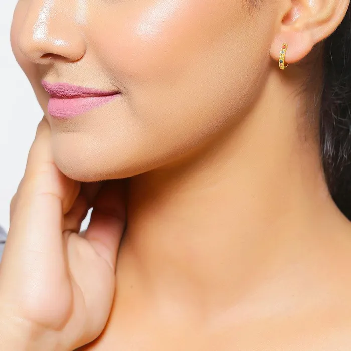 YoTreasure Multi Sapphire Solid 925 Sterling Silver Gold Plated Hoop Earrings Jewelry Earrings YoTreasure Multi Sapphire Solid 925 Sterling Silver Gold Plated Hoop Earrings Jewelry Earrings