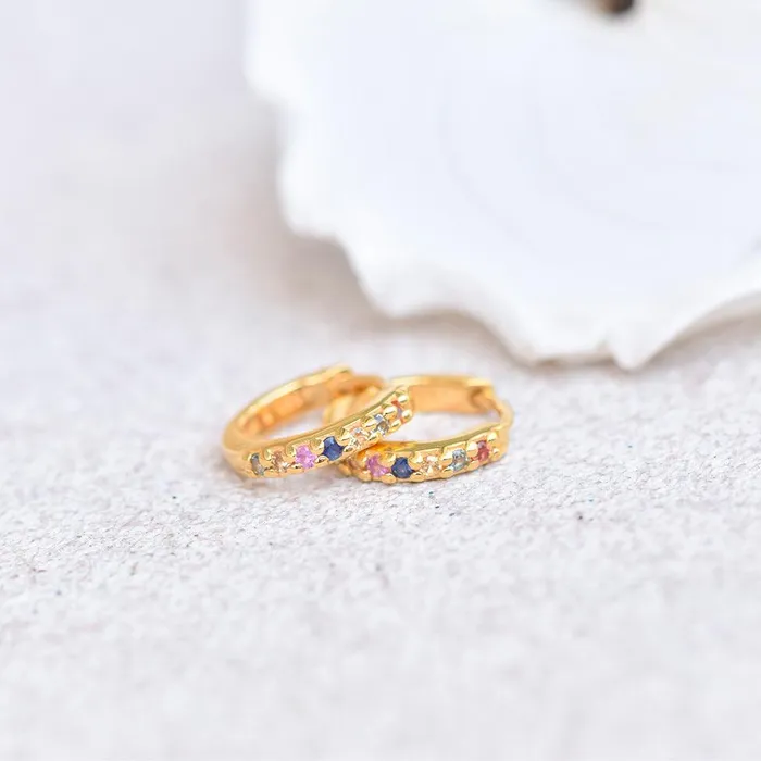 YoTreasure Multi Sapphire Solid 925 Sterling Silver Gold Plated Hoop Earrings Jewelry Earrings YoTreasure Multi Sapphire Solid 925 Sterling Silver Gold Plated Hoop Earrings Jewelry Earrings