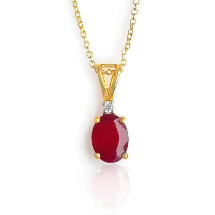 YoTreasure Necklaces 152 Ct Glass Filled Ruby Solid 10k Yellow Gold Chain Pendant Necklace Jewelry YoTreasure Necklaces 152 Ct Glass Filled Ruby Solid 10k Yellow Gold Chain Pendant Necklace Jewelry
