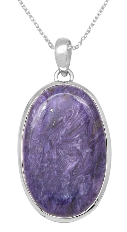 YoTreasure Necklaces Charoite 925 Solid Sterling Silver Pendant Necklace Jewelry YoTreasure Necklaces Charoite 925 Solid Sterling Silver Pendant Necklace Jewelry