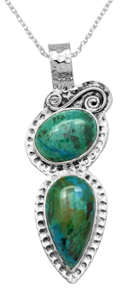 YoTreasure Necklaces Chrysocolla 925 Solid Sterling Silver Pendant Necklace Silver Jewelry YoTreasure Necklaces Chrysocolla 925 Solid Sterling Silver Pendant Necklace Silver Jewelry