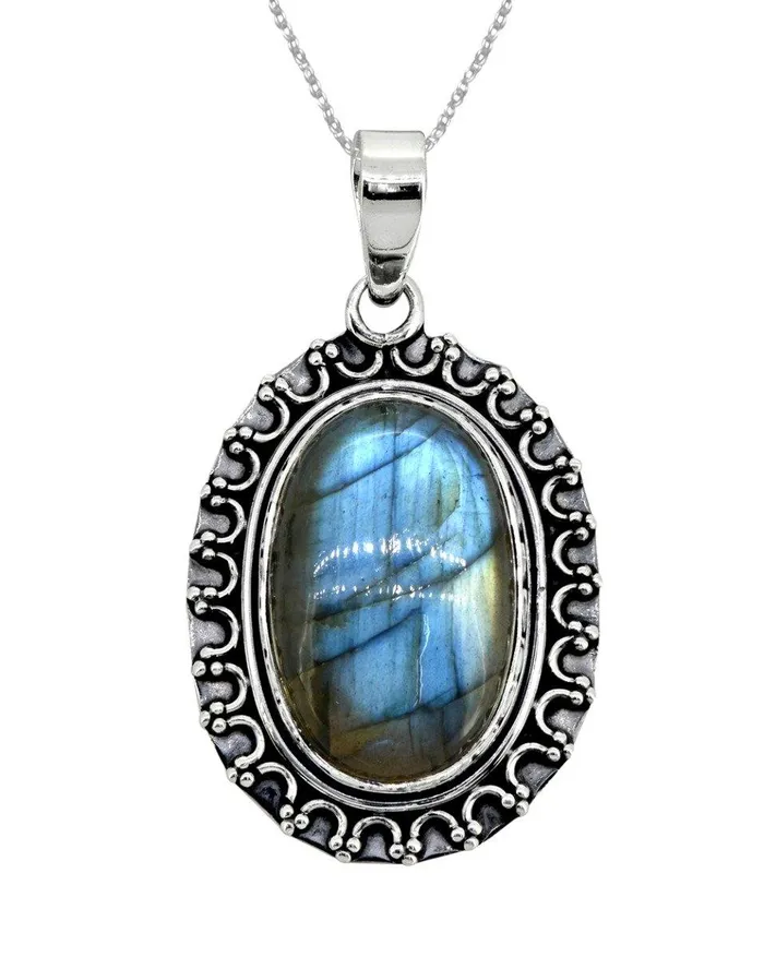 YoTreasure Necklaces Labradorite Solid 925 Sterling Silver Pendant 1 34