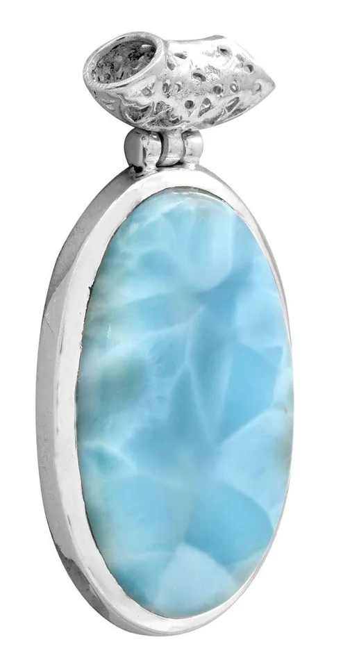 YoTreasure Necklaces Larimar 1 34 Long 925 Solid Sterling Silver Pendant With 18 Chain Necklace