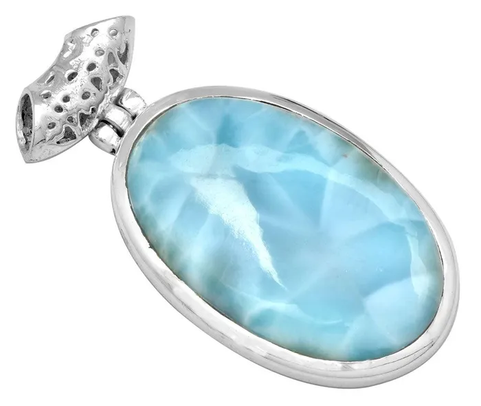 YoTreasure Necklaces Larimar 1 34 Long 925 Solid Sterling Silver Pendant With 18 Chain Necklace