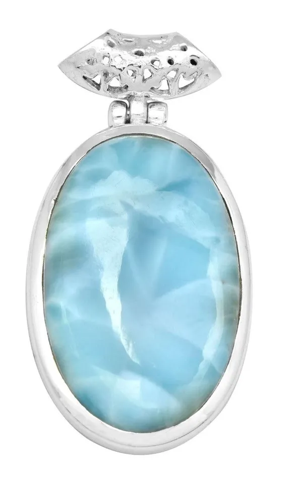 YoTreasure Necklaces Larimar 1 34 Long 925 Solid Sterling Silver Pendant With 18 Chain Necklace