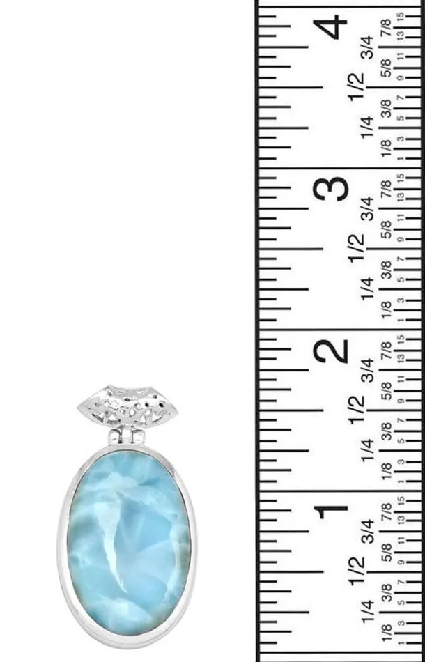 YoTreasure Necklaces Larimar 1 34 Long 925 Solid Sterling Silver Pendant With 18 Chain Necklace