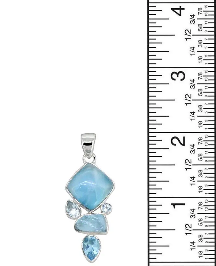 YoTreasure Necklaces Larimar Solid 925 Sterling Silver Chain Pendant Necklace