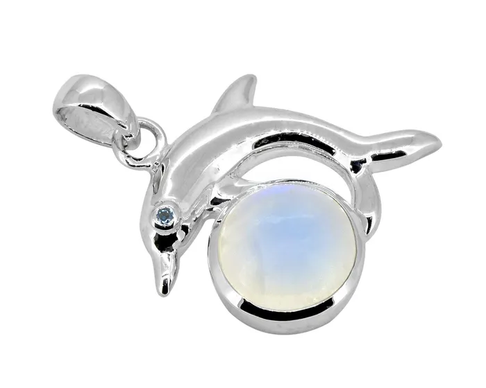YoTreasure Necklaces Moonstone Solid 925 Sterling Silver Chain Dolphin Design Pendant Jewelry YoTreasure Necklaces Moonstone Solid 925 Sterling Silver Chain Dolphin Design Pendant Jewelry