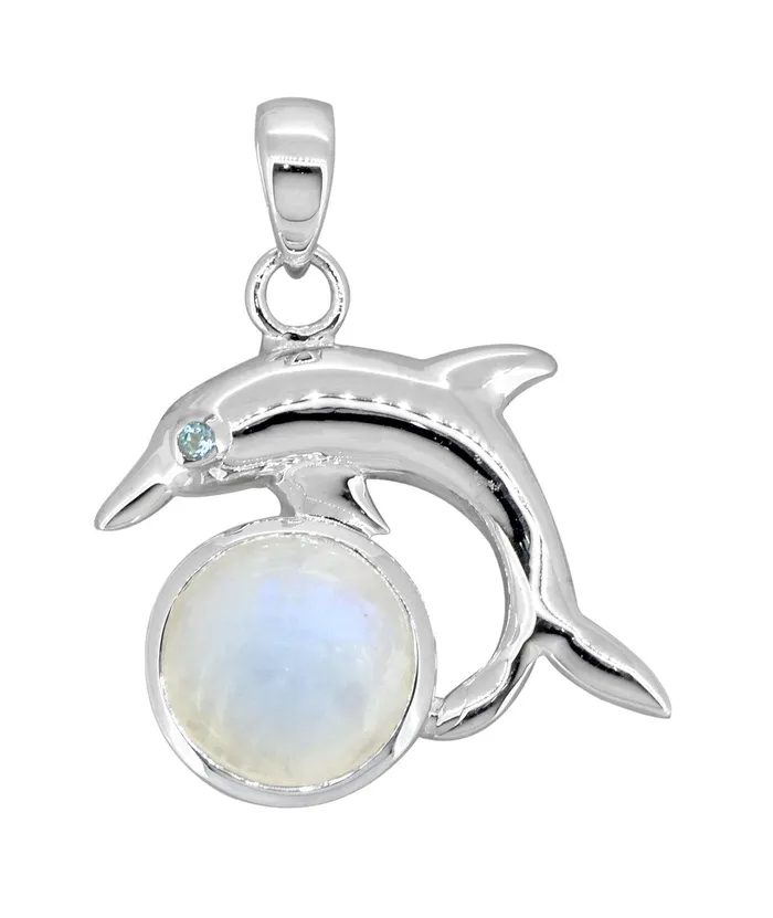 YoTreasure Necklaces Moonstone Solid 925 Sterling Silver Chain Dolphin Design Pendant Jewelry YoTreasure Necklaces Moonstone Solid 925 Sterling Silver Chain Dolphin Design Pendant Jewelry