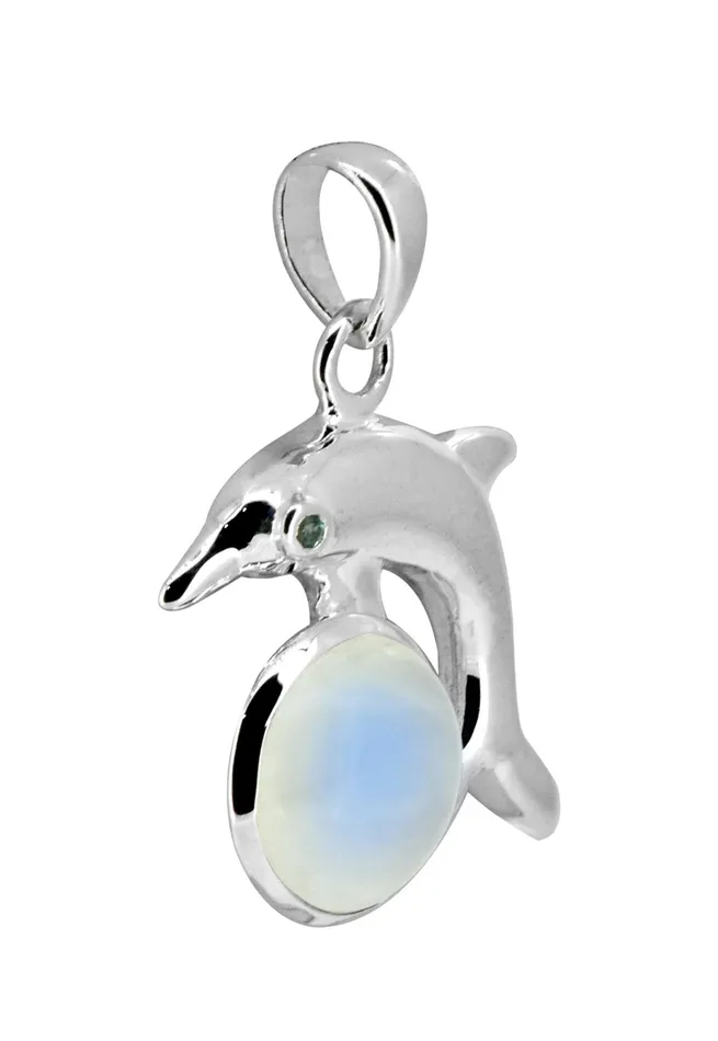 YoTreasure Necklaces Moonstone Solid 925 Sterling Silver Chain Dolphin Design Pendant Jewelry YoTreasure Necklaces Moonstone Solid 925 Sterling Silver Chain Dolphin Design Pendant Jewelry