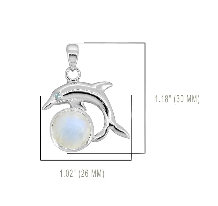 YoTreasure Necklaces Moonstone Solid 925 Sterling Silver Chain Dolphin Design Pendant Jewelry YoTreasure Necklaces Moonstone Solid 925 Sterling Silver Chain Dolphin Design Pendant Jewelry