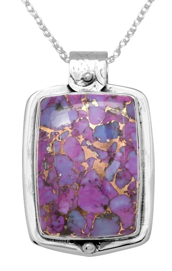YoTreasure Necklaces Purple Copper Turquoise 925 Solid Sterling Silver Pendant Necklace Silver Jewelry YoTreasure Necklaces Purple Copper Turquoise 925 Solid Sterling Silver Pendant Necklace Silver Jewelry