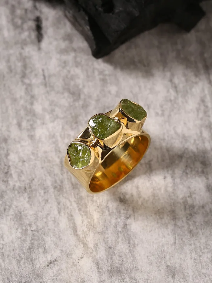 YoTreasure Peridot Solid 925 Sterling Silver Gold Plated Designer Ring Jewelry Rings YoTreasure Peridot Solid 925 Sterling Silver Gold Plated Designer Ring Jewelry Rings