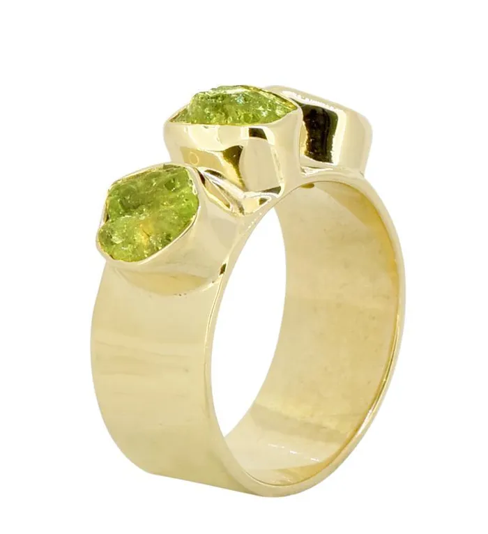 YoTreasure Peridot Solid 925 Sterling Silver Gold Plated Designer Ring Jewelry Rings YoTreasure Peridot Solid 925 Sterling Silver Gold Plated Designer Ring Jewelry Rings