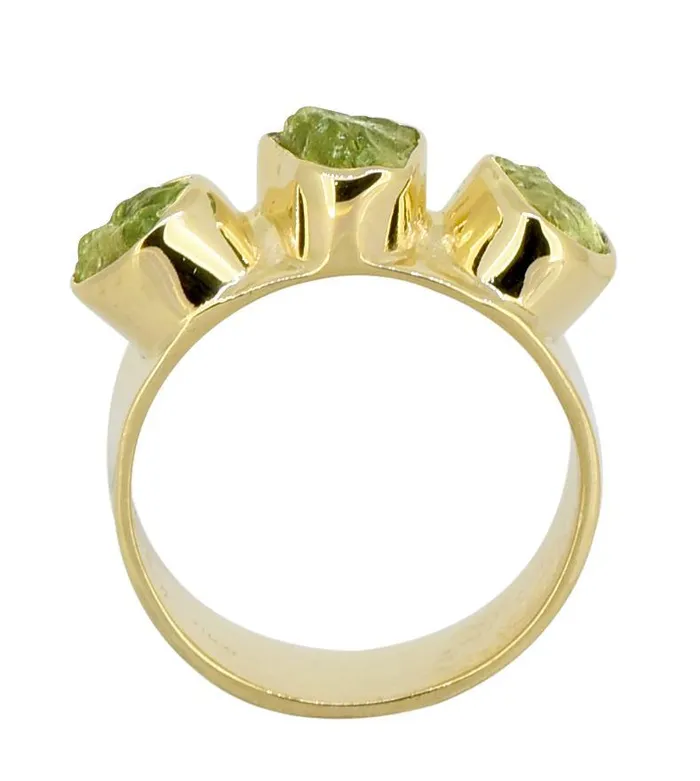 YoTreasure Peridot Solid 925 Sterling Silver Gold Plated Designer Ring Jewelry Rings YoTreasure Peridot Solid 925 Sterling Silver Gold Plated Designer Ring Jewelry Rings