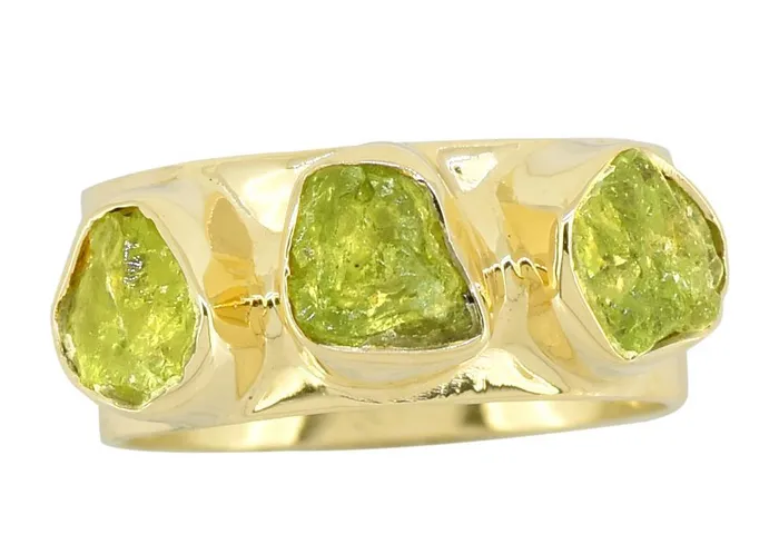 YoTreasure Peridot Solid 925 Sterling Silver Gold Plated Designer Ring Jewelry Rings YoTreasure Peridot Solid 925 Sterling Silver Gold Plated Designer Ring Jewelry Rings