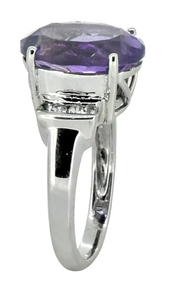 YoTreasure Purple Amethyst White Topaz Solid 925 Sterling Silver Ring Jewelry Rings