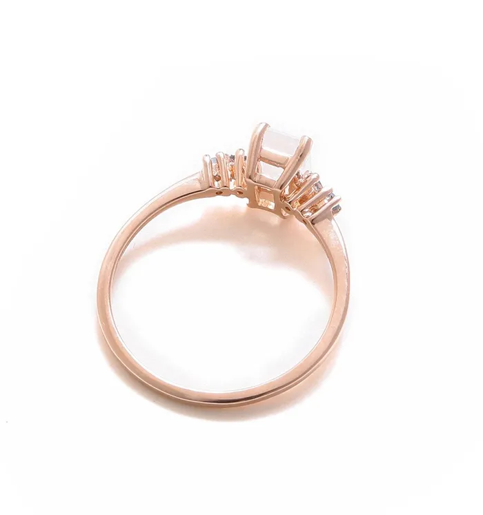 YoTreasure Rings 062 Ct Moonstone London Blue Topaz Solid 10k Rose Gold Ring