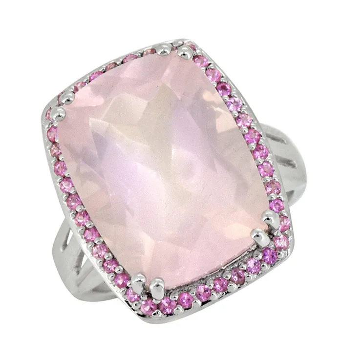 YoTreasure Rings 1330 Ct Rose Quartz Pink Tourmaline Solid 925 Sterling Silver Ring Jewelry YoTreasure Rings 1330 Ct Rose Quartz Pink Tourmaline Solid 925 Sterling Silver Ring Jewelry
