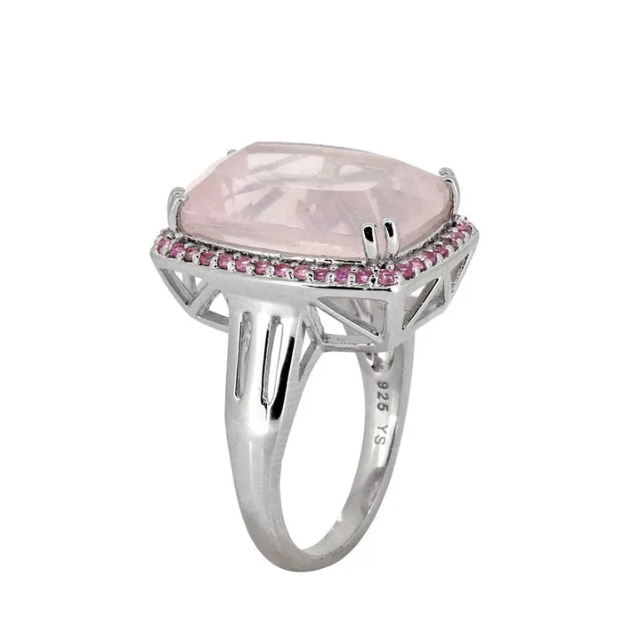 YoTreasure Rings 1330 Ct Rose Quartz Pink Tourmaline Solid 925 Sterling Silver Ring Jewelry