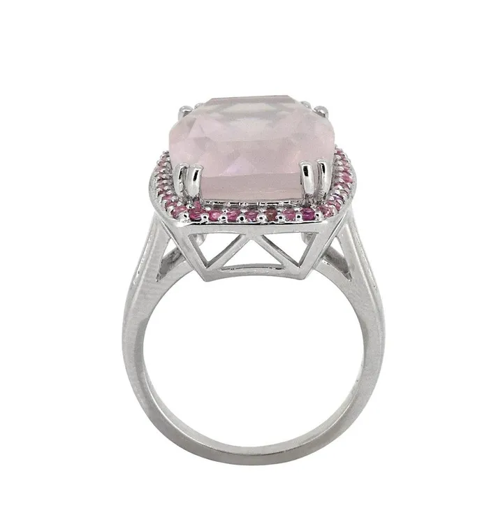 YoTreasure Rings 1330 Ct Rose Quartz Pink Tourmaline Solid 925 Sterling Silver Ring Jewelry