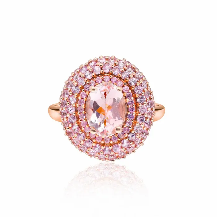 YoTreasure Rings 207 Ct Pink Morganite Sapphire Solid 14K Rose Gold Chunky Ring YoTreasure Rings 207 Ct Pink Morganite Sapphire Solid 14K Rose Gold Chunky Ring