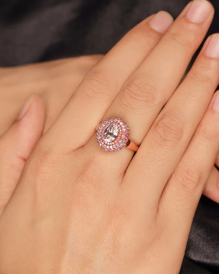 YoTreasure Rings 207 Ct Pink Morganite Sapphire Solid 14K Rose Gold Chunky Ring YoTreasure Rings 207 Ct Pink Morganite Sapphire Solid 14K Rose Gold Chunky Ring