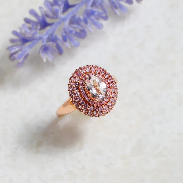 YoTreasure Rings 207 Ct Pink Morganite Sapphire Solid 14K Rose Gold Chunky Ring YoTreasure Rings 207 Ct Pink Morganite Sapphire Solid 14K Rose Gold Chunky Ring