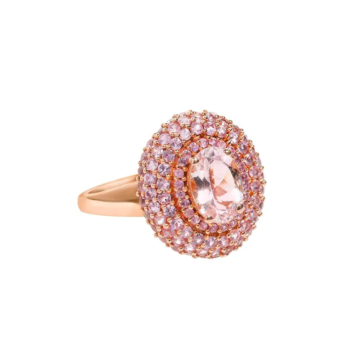 YoTreasure Rings 207 Ct Pink Morganite Sapphire Solid 14K Rose Gold Chunky Ring YoTreasure Rings 207 Ct Pink Morganite Sapphire Solid 14K Rose Gold Chunky Ring