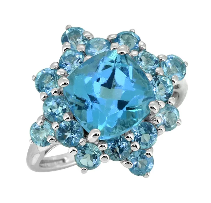 YoTreasure Rings 540 Cts Swiss Blue Topaz Solid 925 Sterling Silver Cluster Ring Jewelry YoTreasure Rings 540 Cts Swiss Blue Topaz Solid 925 Sterling Silver Cluster Ring Jewelry