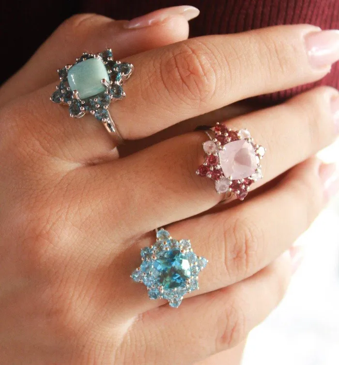 YoTreasure Rings 540 Cts Swiss Blue Topaz Solid 925 Sterling Silver Cluster Ring Jewelry