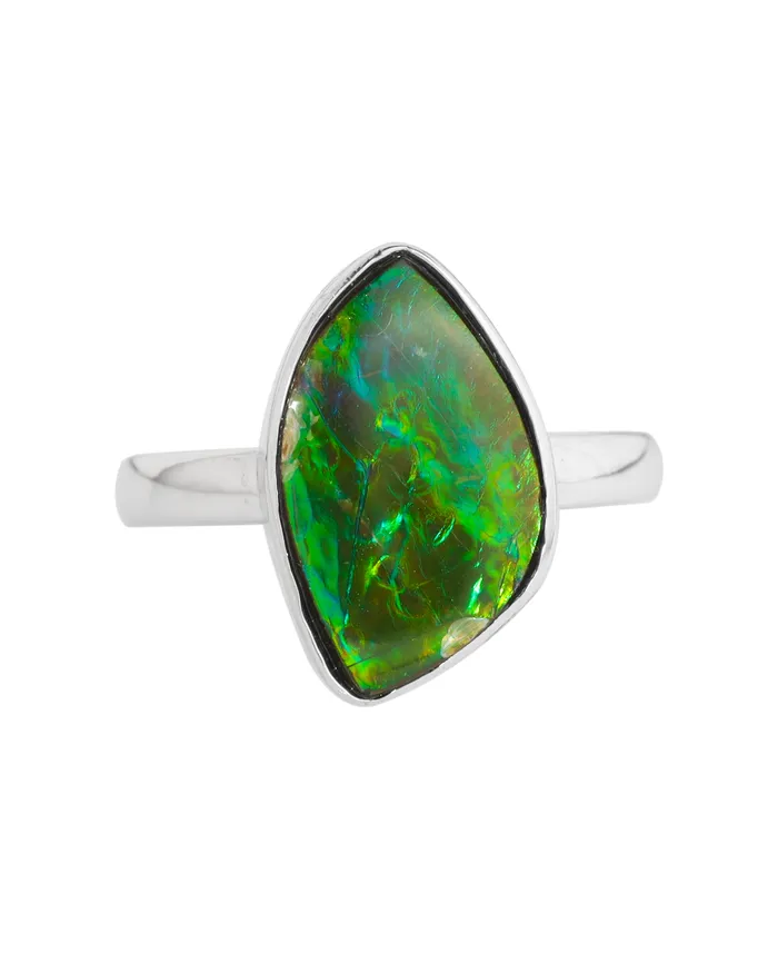 YoTreasure Rings 925 Silver 477 Cts Ammolite Gemstone Ring