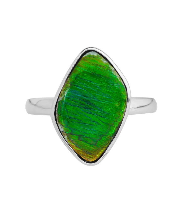YoTreasure Rings 925 Silver 815 Cts Ammolite Gemstone Ring